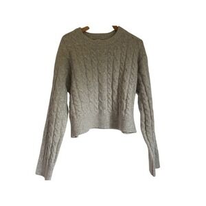 A New Day Womens Gray Cable Knit Cropped Sweater Pullover Long‎ Sleeve - size L
